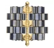 Cymbal - Bead connector Tila Beads 34x8 mm Kalogeros III Silver Aged