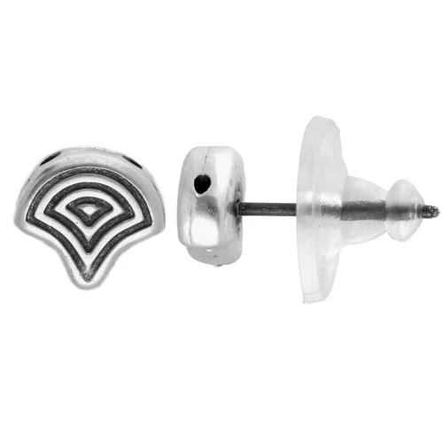 7x7.5mm Cymbal - Earstuds for Ginko Duo Polykarpos - Ant Silver Tone x2