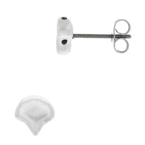 7x7.5mm Cymbal - Earstuds for Ginko Duo Alopronia - Ant Silver Tone x2