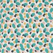 Cotton veil fabric - Konogo - White - Emerald - Ochre x10cm