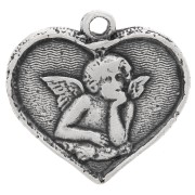 Angel Heart charm 15x16mm Old silver tone x1|raw }}