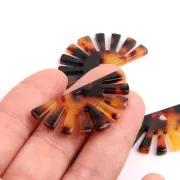 19x38mm Half-sun acetate Pendant - Tortoise shell - Brown - Black x1