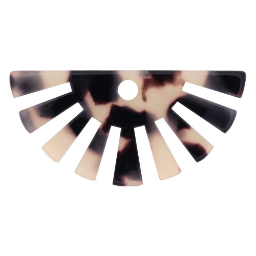 19x38mm Half-sun acetate Pendant - Tortoise shell - Beige - Black x1