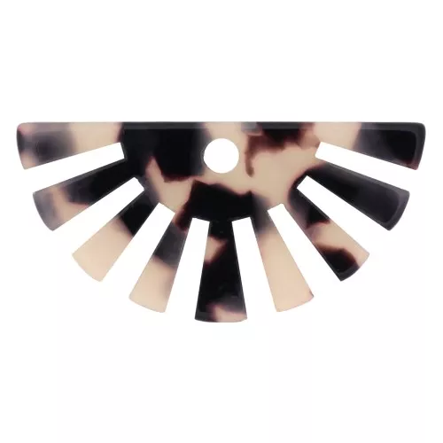 19x38mm Half-sun acetate Pendant - Tortoise shell - Beige - Black x1