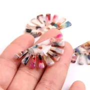 19x38mm Half-sun acetate Pendant - Tortoise shell - Beige - Pink x1