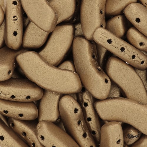 6x15mm QuadBow Bead Glass beads - Gold Mat x10