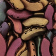 6x15mm QuadBow Bead Glass beads - Gold Iris Mat x10