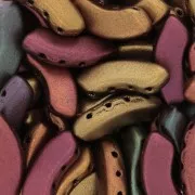 6x15mm QuadBow Bead Glass beads - Gold Iris Mat x10