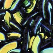 6x15mm QuadBow Bead Glass beads - Jet AB Full x10