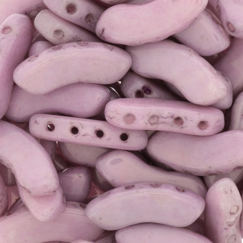 6x15mm QuadBow Bead Glass beads - Opaque Light Rose Ceramic Look x10