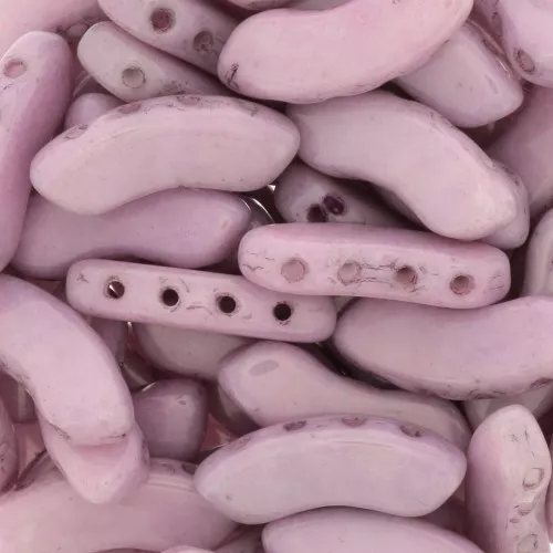 6x15mm QuadBow Bead Glass beads - Opaque Light Rose Ceramic Look x10