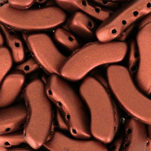 6x15mm QuadBow Bead Glass beads - Red Copper Mat x10