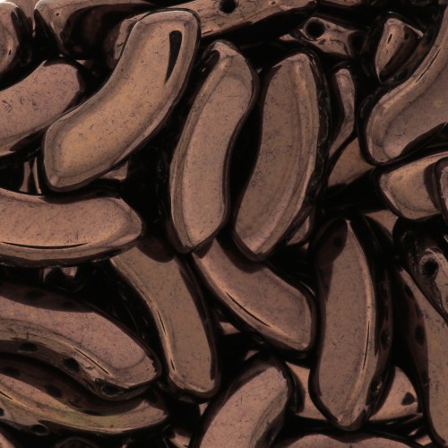 6x15mm QuadBow Bead Glass beads - Dark Bronze x10