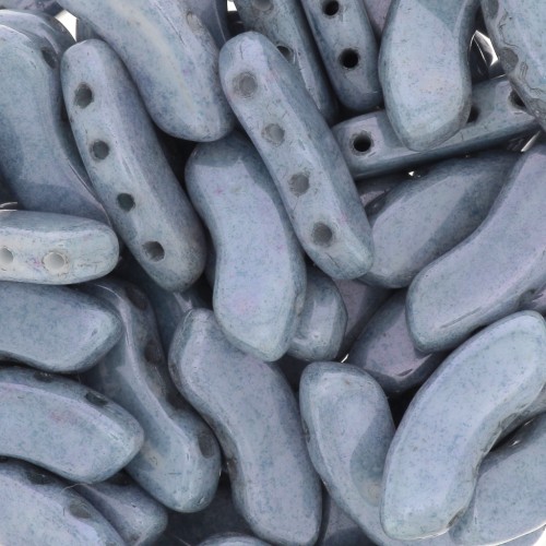 6x15mm QuadBow Bead Glass beads - Opaque Blue Ceramic Look x10