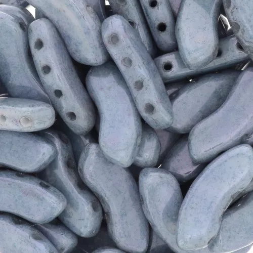 6x15mm QuadBow Bead Glass beads - Opaque Blue Ceramic Look x10