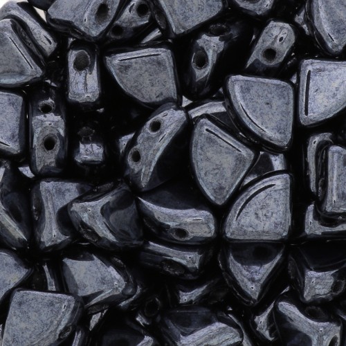 6x8mm Glass beads PieDuo Bead - Jet Hematite x30