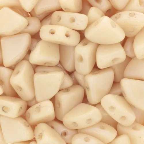 6x8mm Glass beads PieDuo Bead - Opaque Beige Ceramic Look x30