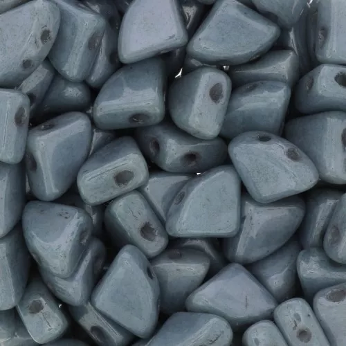 6x8mm Glass beads PieDuo Bead - Opaque Blue Ceramic Look x30