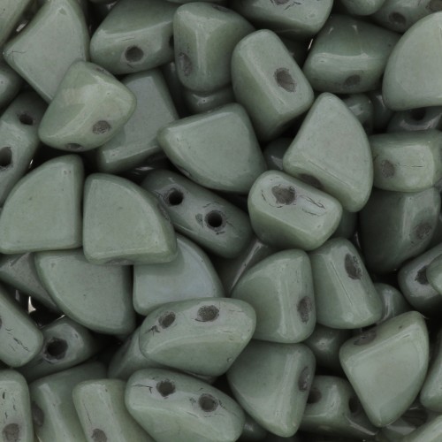 6x8mm Glass beads PieDuo Bead - Opaque Green Ceramic Look x30