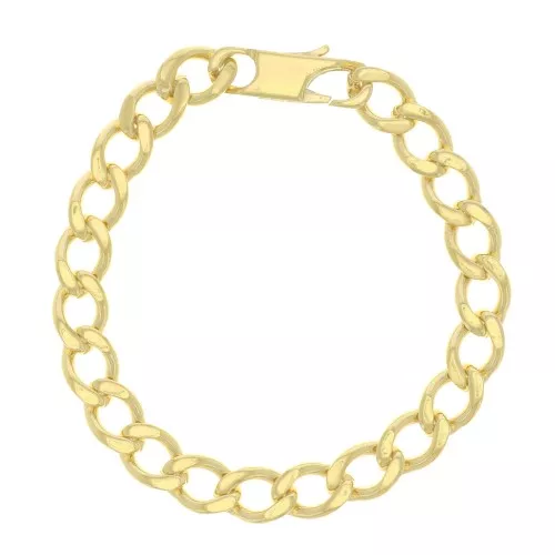 7.7mm Curb Mesh Bracelet - 3 micron Gold Plated x18cm