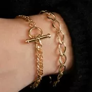 Rombo mesh bracelet 7.5 mm with T clasp - 3 micron gold plated x18cm