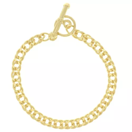 Double rombo mesh bracelet 5.4 mm with T clasp - 3 micron gold plated x18cm