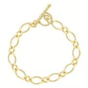 Alternate Figaro mesh bracelet 7.2mm with T clasp - 3 micron gold plated x18cm