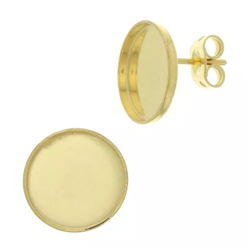 Earstuds for 8mm flat back cabochon - Fine Silver Plated x2
