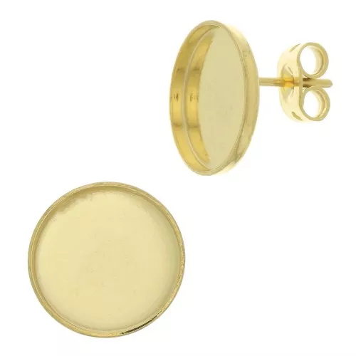 Earstuds for 10mm flat back cabochon - Fine Silver Plated x2