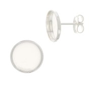 Earstuds for cabochon flat back 8 mm - Fine silver plated x2