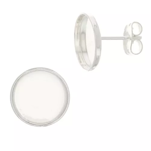 Earstuds for 10mm flat back cabochon - Silver Tone x2