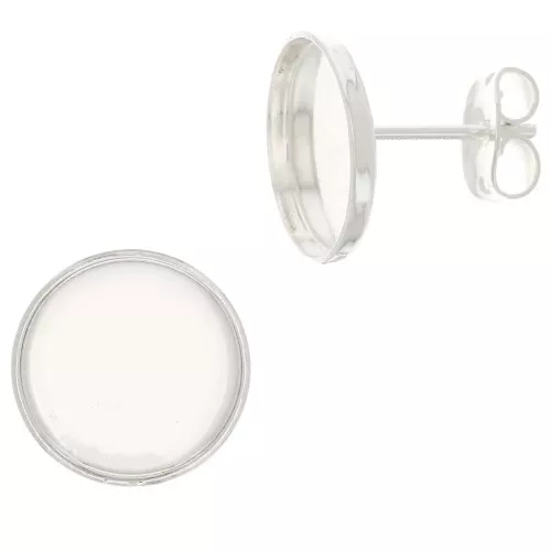 Earstuds for 12mm flat back cabochon - Silver Tone x2