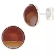 Earstuds for 12mm flat back cabochon - Silver Tone x2