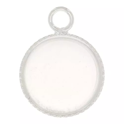 Pendant setting for a 12mm flat back cabochon - Silver Tone x1