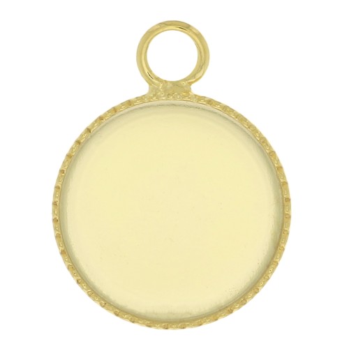 Pendant setting for a 12mm flat back cabochon - Fine Gold Plateed x1