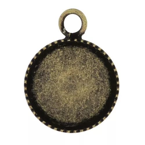 Pendant setting for a 12mm flat back cabochon - Bronze Tone x1