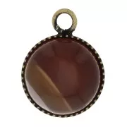 Pendant setting for a 12mm flat back cabochon - Bronze Tone x1