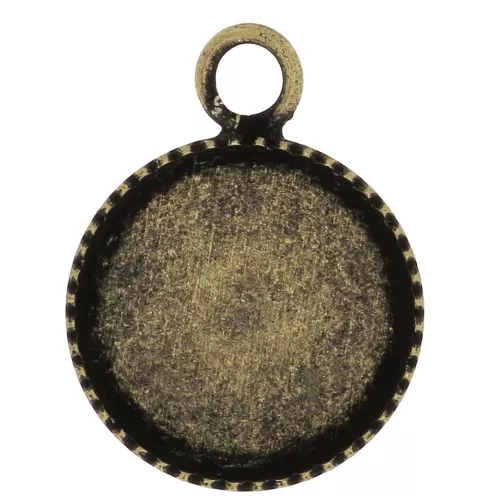 Pendant setting for a 16mm flat back cabochon - Bronze Tone x1