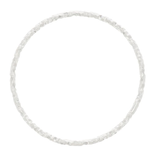 20.5mm Diamond effect Round Mounting ring for beadweaving - Silver Tone x1
