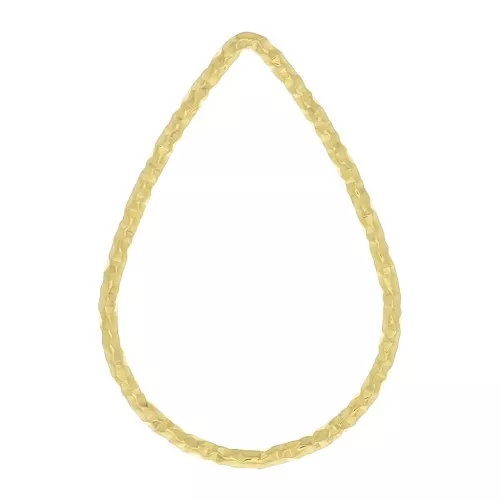 21x14mm Diamond effect Drop Mounting ring for beadweaving - Fine Gold Plated x1