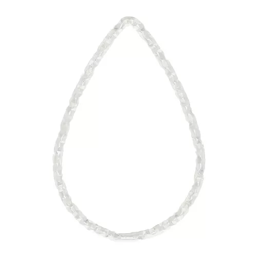 21x14mm Diamond effect Drop Mounting ring for beadweaving - Silver Tone x1