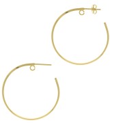 43mm Wide hoop earrings - half hoop wire with open ring - Fine Gold Plated x2