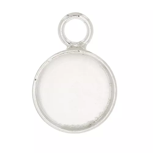 925 Sterling Silver Round pendant set for 6mm flat back cabochon x1