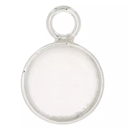 925 Sterling Silver Round pendant set for 8mm flat back cabochon x1