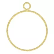 25x20.5mm Hollow circle diamond effect Pendant - Fine Gold Plated x1