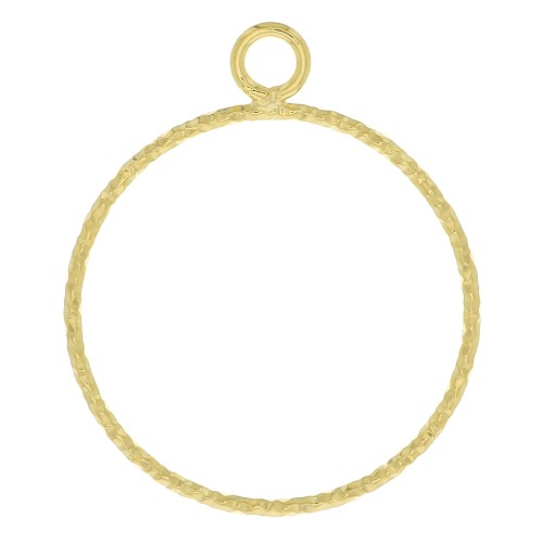 25x20.5mm Hollow circle diamond effect Pendant - Fine Gold Plated x1