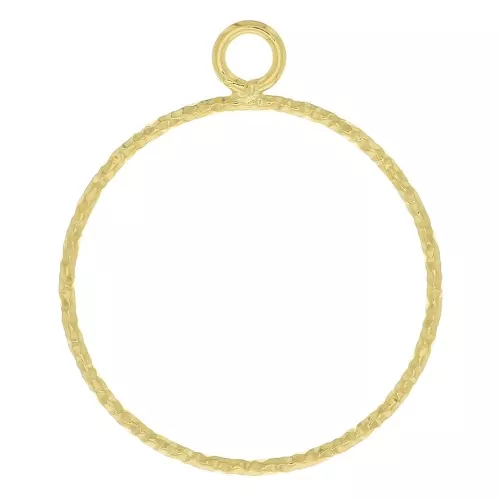 25x20.5mm Hollow circle diamond effect Pendant - Fine Gold Plated x1