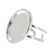 18x13mm 925 Sterling Silver Adjustable ring set for flat back cabochon x1|raw }}