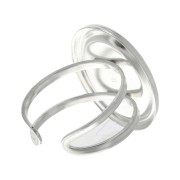 18x13mm 925 Sterling Silver Adjustable ring set for flat back cabochon x1