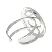 18x13mm 925 Sterling Silver Adjustable ring set for flat back cabochon x1